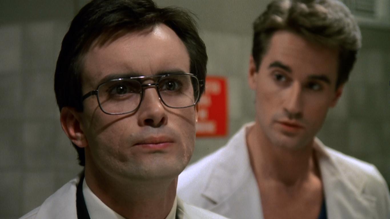 Jeffrey Combs and Bruce Abbott in Re-Animator