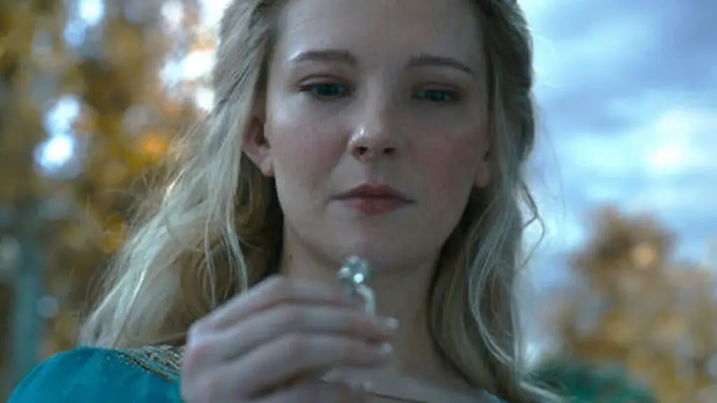 Galadriel using the ring Nenya in The Rings of Power Season 2, Episode 1 Image for recap and analysis