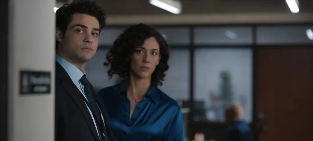(L to R) Noah Centineo as Owen Hendricks, Kaylah Zander as Amelia Salazar in Episode 202 of The Recruit. Cr. Courtesy of
