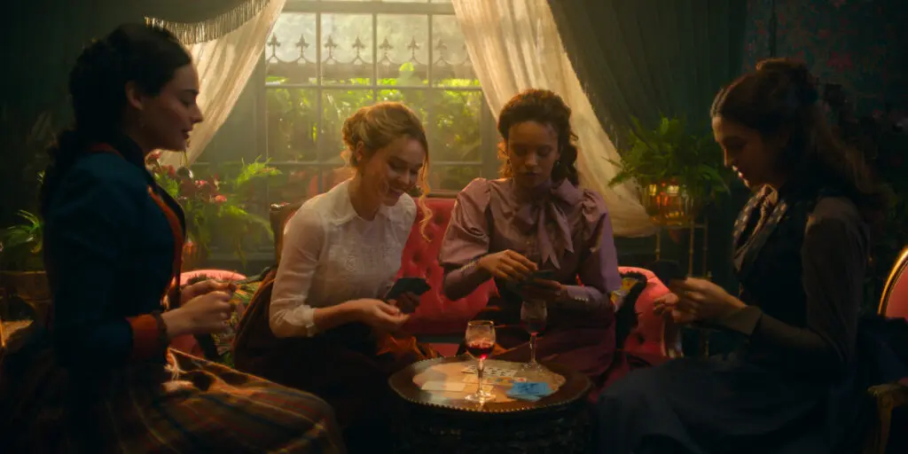 Aubri Ibrag, Imogen Waterhouse, Alisha Boe and Josie Totah in The Buccaneers Season 2