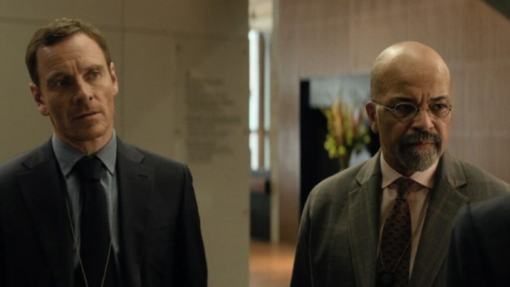 Michael Fassbender and Jeffrey Wright in The Agency