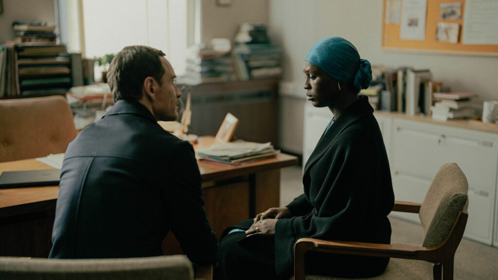 Michael Fassbender and Jodie Turner-Smith in The Agency