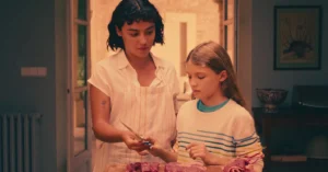 A scene with Carla Díaz as Teodora and Naila Schuberth as Alba in 2025 movie Delicious