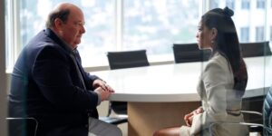 Brian Baumgartner and Lex Scott Davis in Suits LA