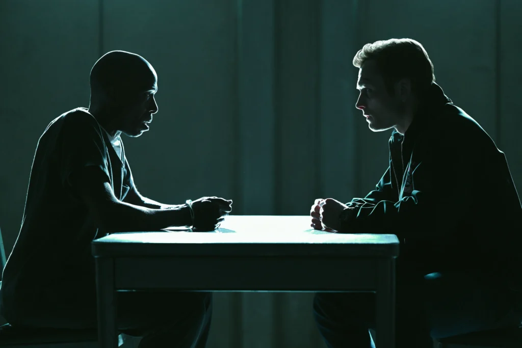 Ntare Guma Mbaho Mwine and Taron Egerton in Smoke