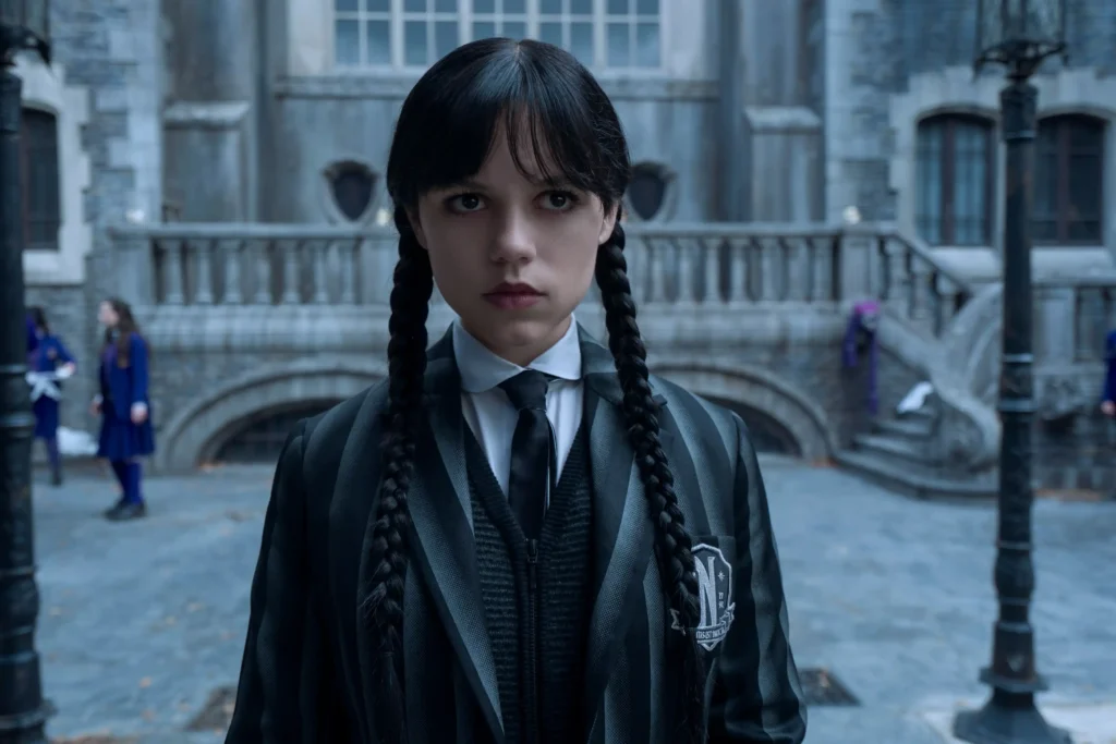 Jenna Ortega as Wednesday in Wednesday.