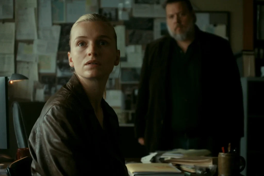 (L to R) Clara Dessau as Sara/Tea and Nicolas Bro as Folke in The Asset.