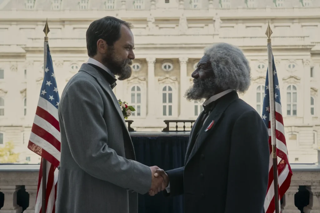 (L to R) Michael Shannon as James Garfield, Vondie Curtis-Hall as Frederick Douglass in episode 102 of Death by Lightning.