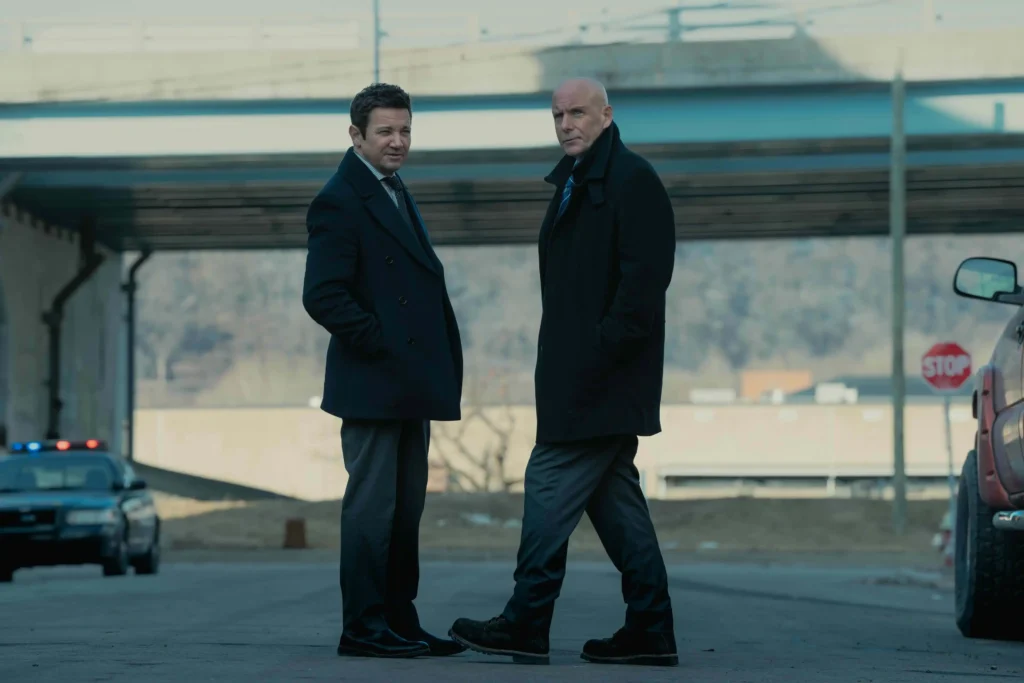 Jeremy Renner and Hugh Dillon in Mayor of Kingstown Season 4