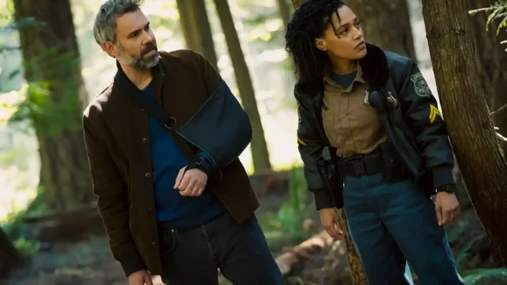 Rossif Sutherland and Bethany Brown in Murder in a Small Town Season 2