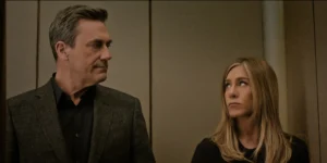 Jon Hamm and Jennifer Aniston in The Morning Show Season 4