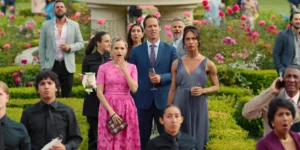 Stephanie Styles, Nat Faxon and Michaela Jaé Rodriguez in Loot Season 3