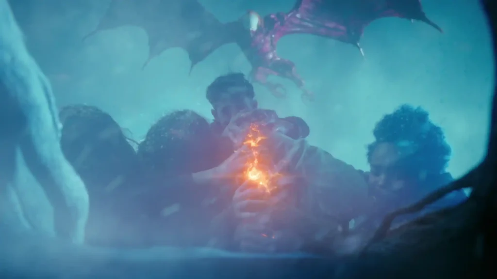 Matilda Lawler, Clara Stack, Arian S. Cartaya, and Amanda Christine in It: Welcome to Derry