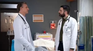 Teddy Sears and Zachary Quinto in Brilliant Minds Season 2