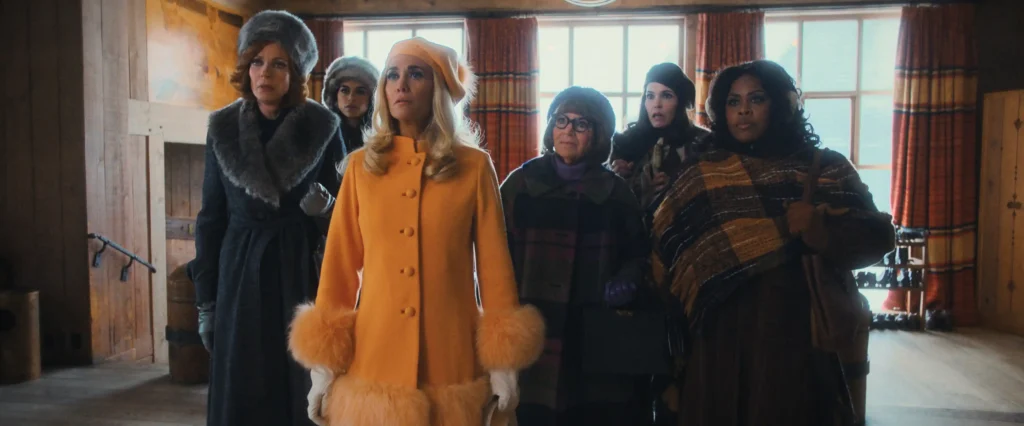 Allison Janney, Kaia Gerber, Kristen Wiig, Mindy Cohn, Leslie Bibb and Amber Chardae Robinson in Palm Royale Season 2