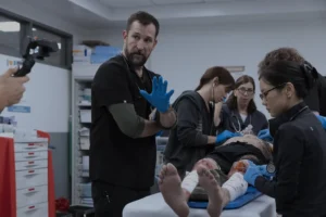 Noah Wyle, Fiona Dourif and Irene Choi in The Pitt Season 2