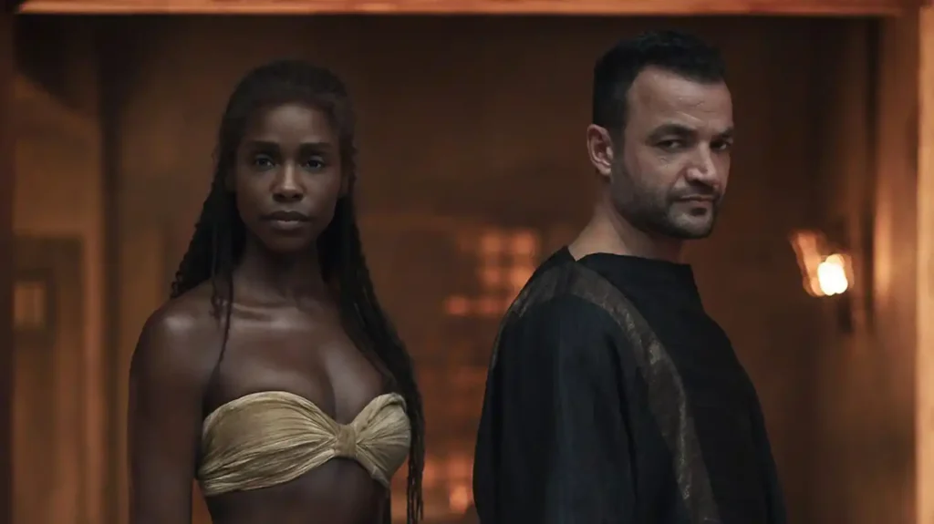 Tenika Davis and Nick E. Tarabay in Spartacus: House of Ashur