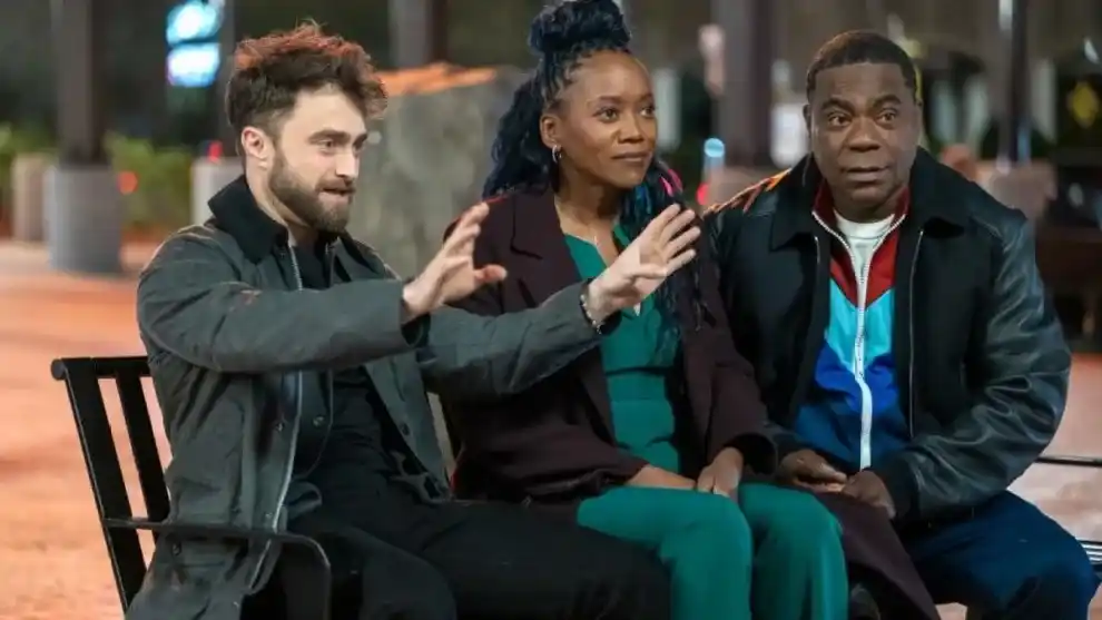 Daniel Radcliffe, Erika Alexander and Tracy Morgan in The Fall and Rise of Reggie Dinkins