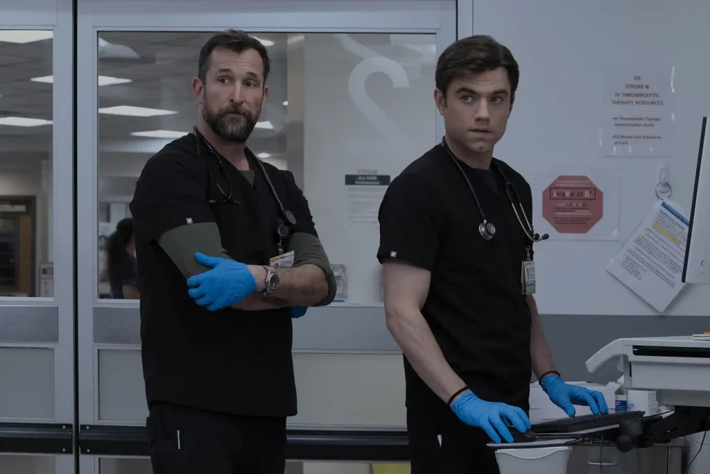 Noah Wyle and Patrick Ball in The Pitt Season 2