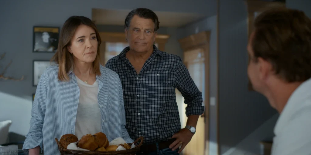 Christa Miller, Ted McGinley and Jason Segel in Shrinking Season 3