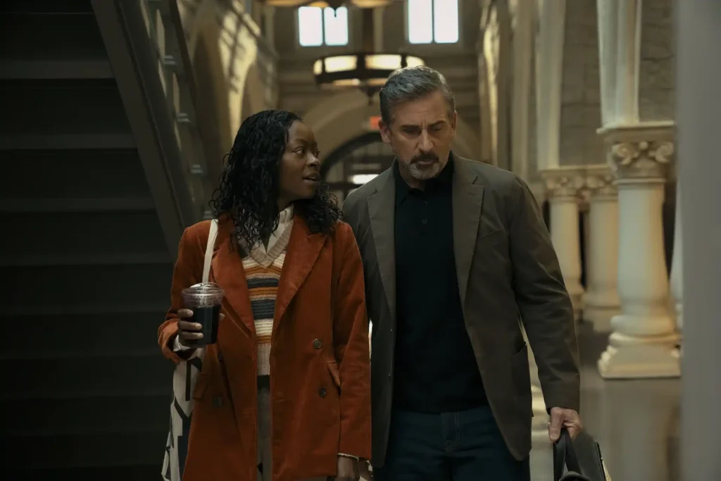 Danielle Deadwyler and Steve Carell in Rooster