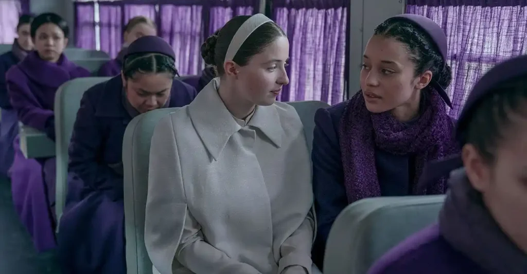 Lucy Halliday and Chase Infiniti in The Testaments