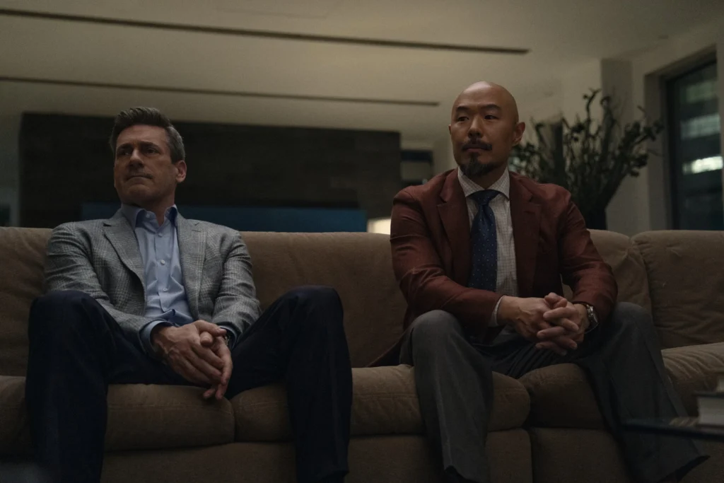 Jon Hamm and Hoon Lee in Your Friends & Neighbors Season 2