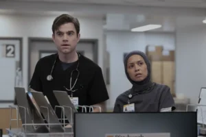 Patrick Ball and Amielynn Abellera in The Pitt Season 2