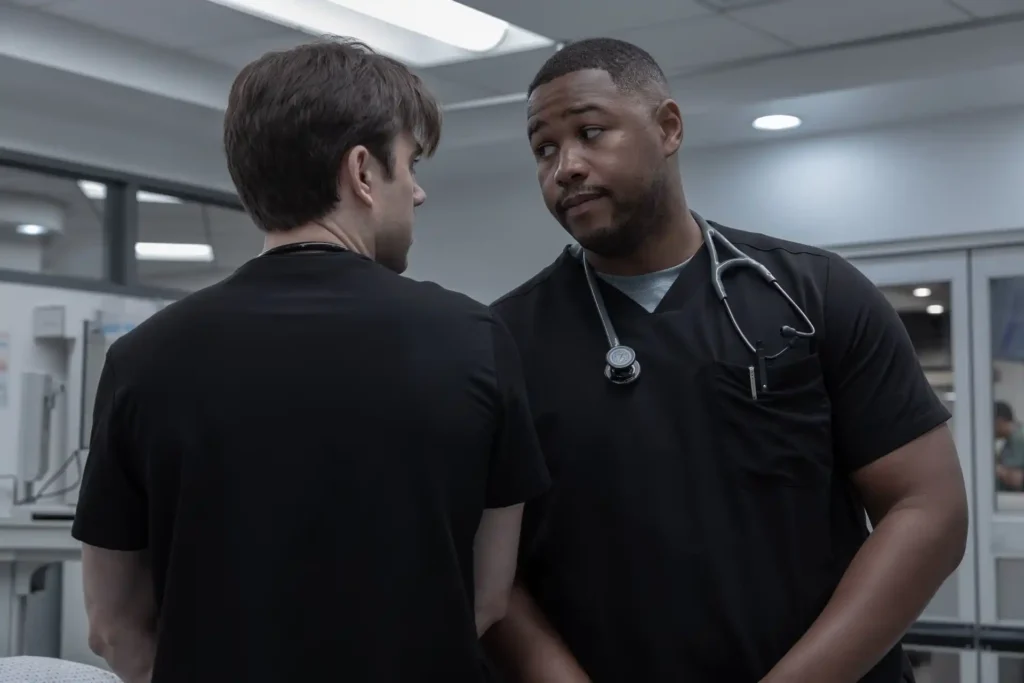 Patrick Ball and Luke Tennie in The Pitt Season 2