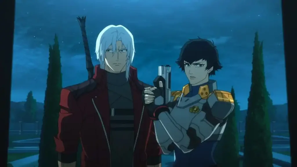 A still from Devil May Cry Season 2 depicting Dante and Lady stood side by side