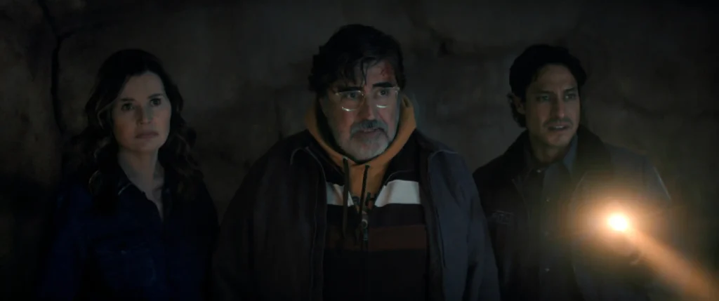 (L to R) Geena Davis as Renee, Alfred Molina as Sam, Carlos Miranda as Paz Navarro in The Boroughs.