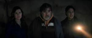 (L to R) Geena Davis as Renee, Alfred Molina as Sam, Carlos Miranda as Paz Navarro in The Boroughs.