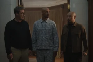 Jon Hamm, Mark Tallman and Hoon Lee in Your Friends & Neighbors Season 2