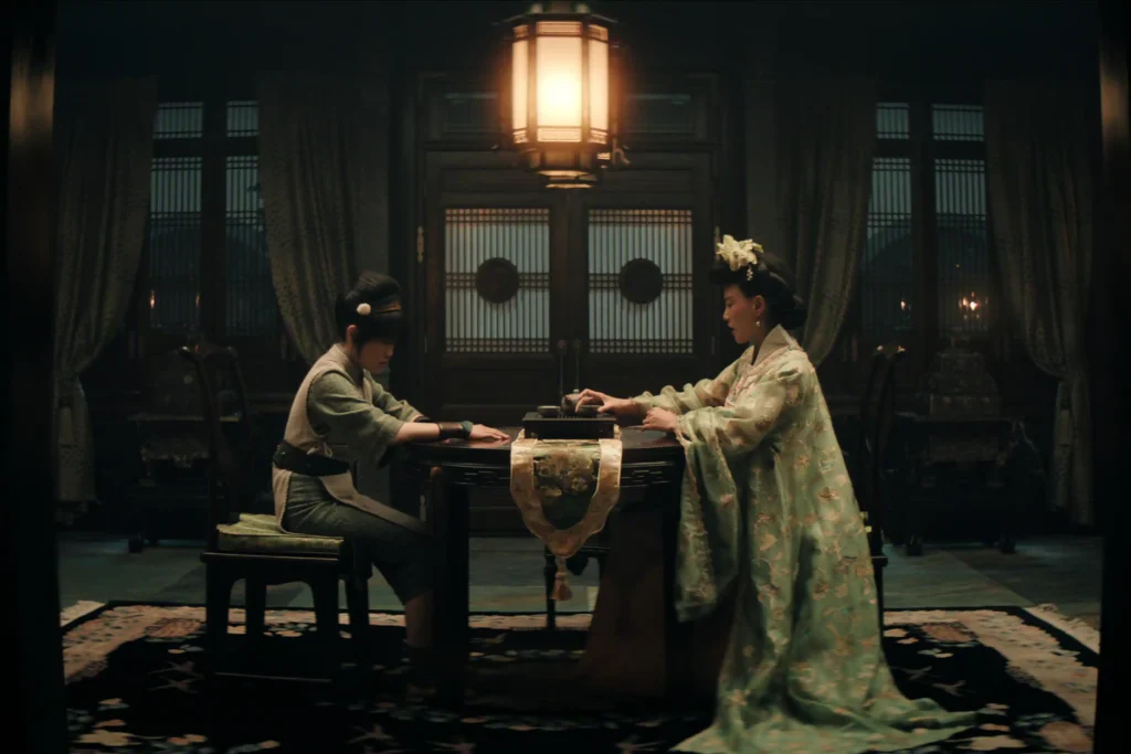(L to R) Miyako as Toph, Crystal Yu as Lady Beifong in season 2 of Avatar: The Last Airbender