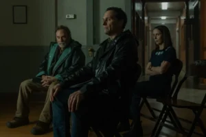 Stephen Root, Matthew Rhys and Kate O’Flynn in Widow's Bay