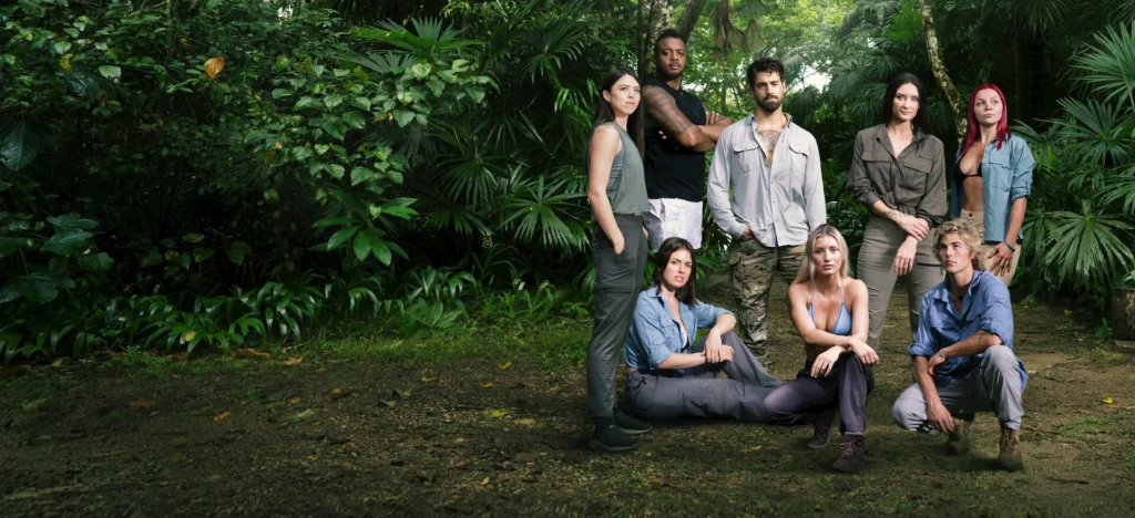 A promotional image of the cast for Outlast Season 3 - the Jungle on Netflix