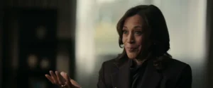 Kamala Harris answering questions and offering commentary in Netflix docuseries The American Experiment