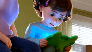 Bonnie is consumed as she anxious holds Lilypad in Toy Story 5