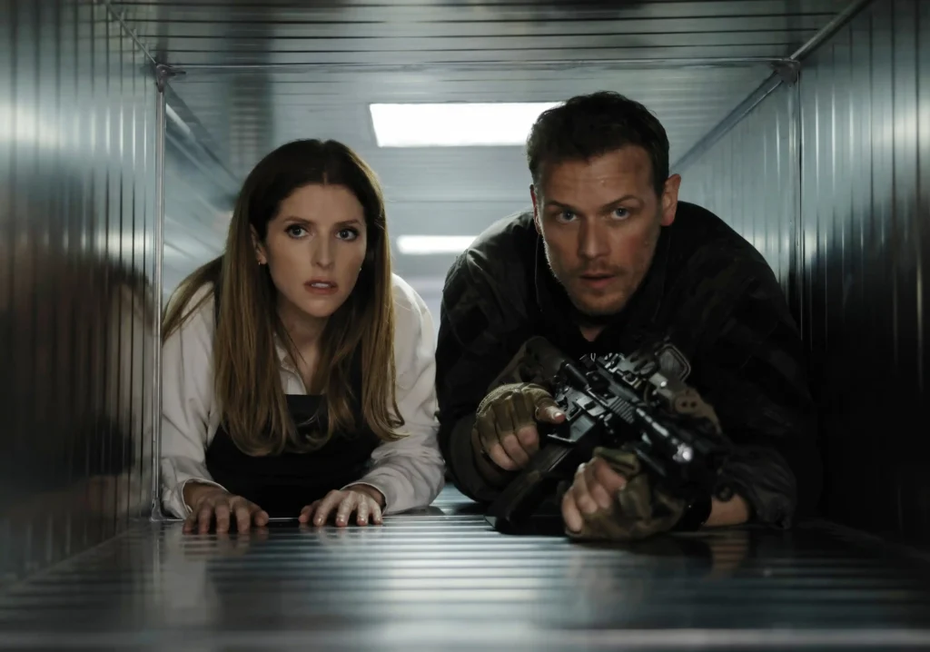 Anna Kendrick and Sam Heughan in Embassy (2026)